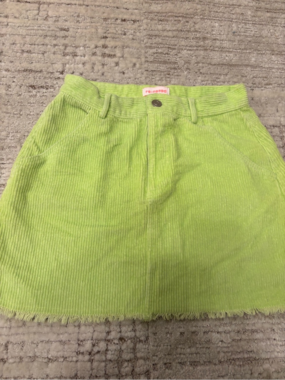 re:named Neon Lime Corduroy Mini Skirt